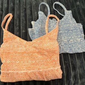 Bundle of 2 American eagle Patterned tank tops Orange Xl and Blue large